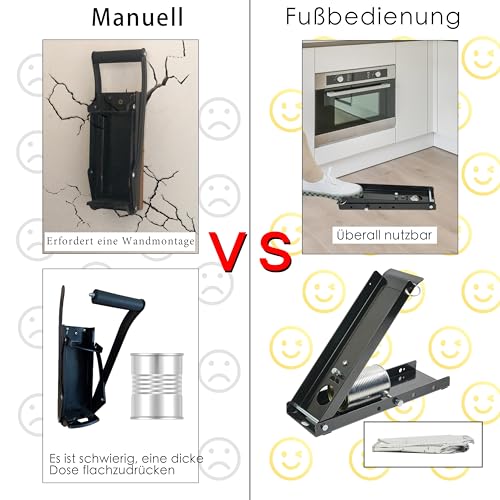 DUNTSEI Kann Brecher, Fuß betätigte Dosenbrecher für das Recycling, Zinn Dosenbrecher flacht Dosen, Flaschen, Wand – hängend, kräftig, kommt mit Stoppstange
