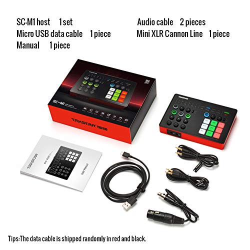TAKSTAR Portable Audio Mixer Live Sound Card, Streaming Sound Voice Changer ALL-IN-ONE Podcast DJ Mixer Board for Karaoke Recording on Smartphone/iPad/PC, Live Broadcast Video Mixer Gaming SC-M1