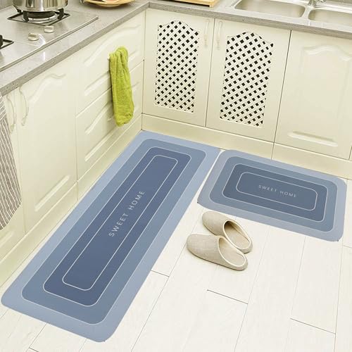 Image of HomeCloud Rubber Kitchen Mats for Floor Set of 2 Pcs | Non-Skid, Soft Absorbent Rugs for Kitchen, Laundry, and Hallway | 120x40cm, 40x60cm| 4mm Thickness