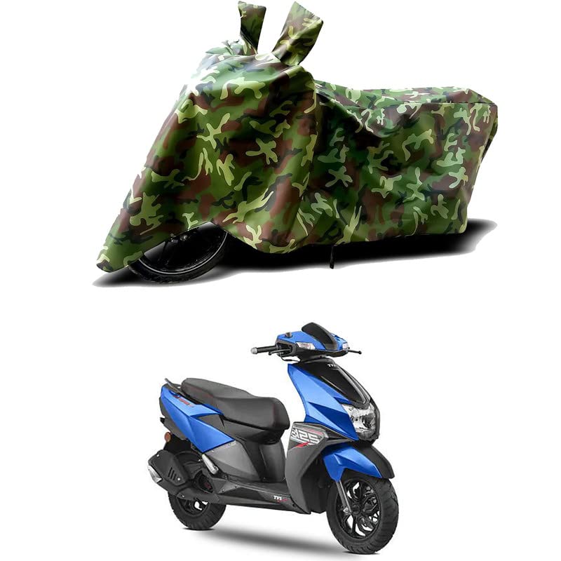 Image of 100% Water Resistant Full Bike Scooty Two Wheeler Body Cover Compatible for TVS NTORQ 125 /UV-Rays /Heat Protection /Birds Dropping /Scratchproof /Dust Proof /Waterproof /All Varients[Green MJ]