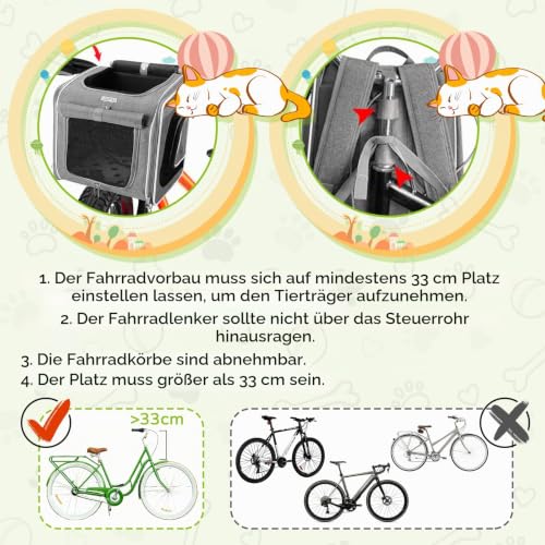 Hundefahrradkorb, Fahrradkorb Vorne mit 4 offenen Türen, 4-Mesh Fenster