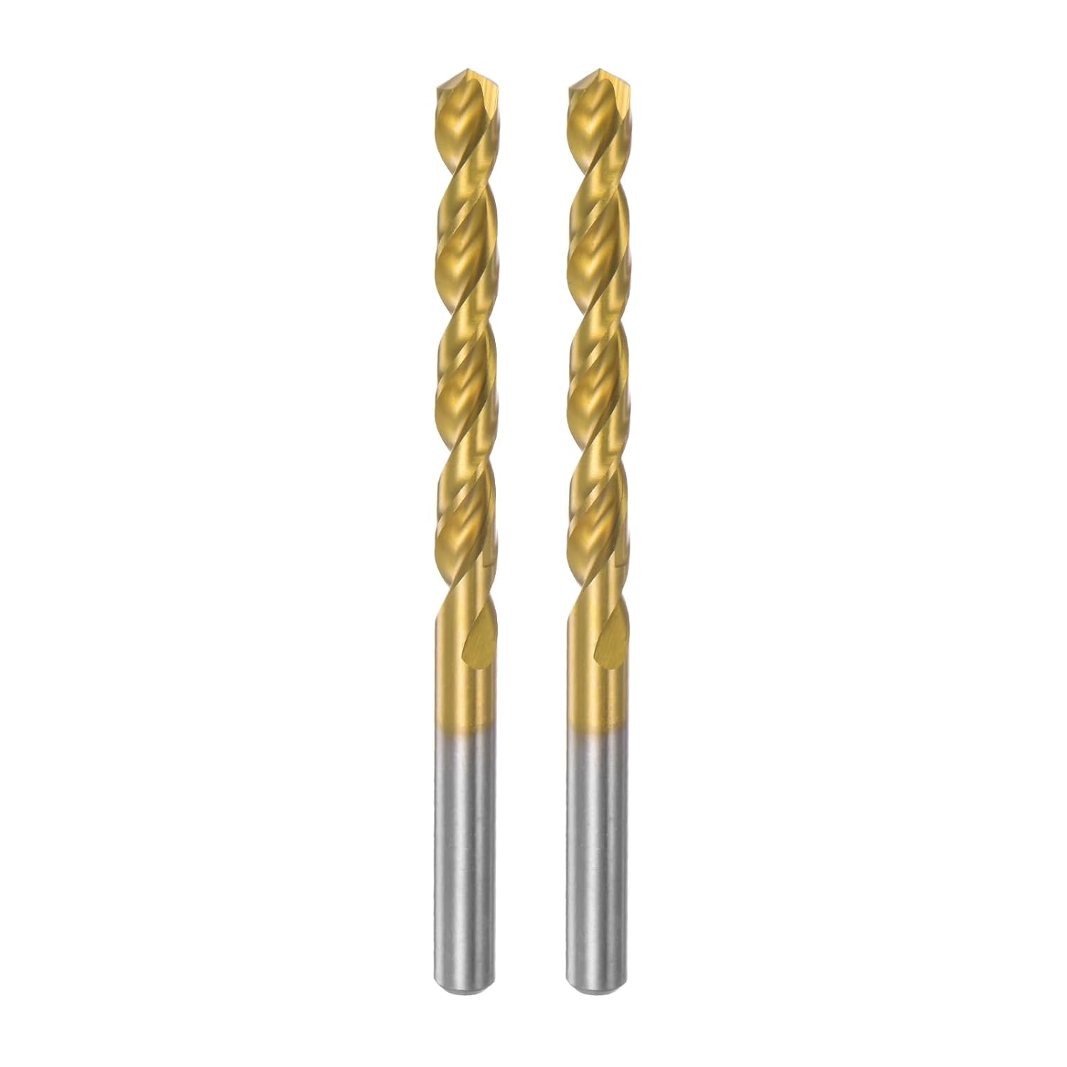 uxcell High Speed Steel Straight Shank Twist Drill Bit Fully Ground Titanium Coated 7.7mm Drill Diameter 34mm Total Length 12mm Drill Bit Length 2 Pcs