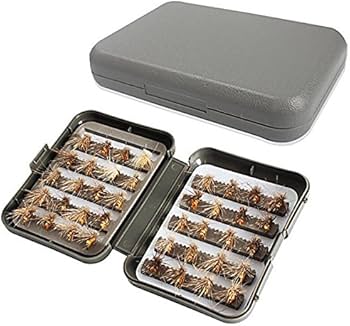 Amazon | Wellvie フライ用 毛ばり ケース付き 灰/金 テンカラ毛鉤 毛