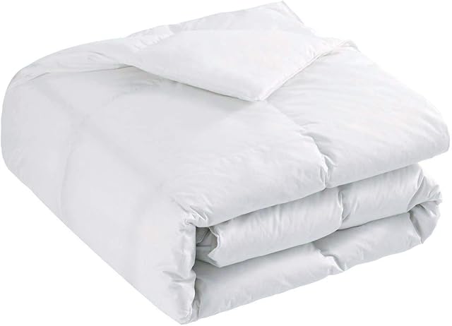 Downcy - Down Lightweight White Goose Feather and Down Duvet Quilt, 6 Tog, 100% Cotton Shell, Single Size, 135 x 200 cm - White