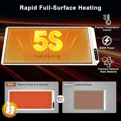 Image of FYY Warming Mat for Food with Heat Resistant Pad - Rapid and Full Surface Heating, 7 Temp Settings, 6H Timer, Rollable Portable Food Warming Mat for Countertop Party Buffet Keep Meal Warm (XXL, Beige)