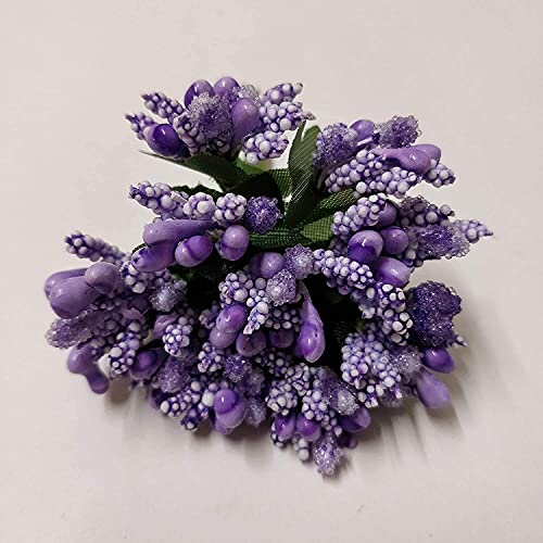 Image of Prokart Premium Pollen Flowers for Hair Accessories, Tiara Making, Jewelry Making and Dress Decoration | 8 Bunch of 12 Pollens Each | (Pack of 96 Pcs) (Purple)