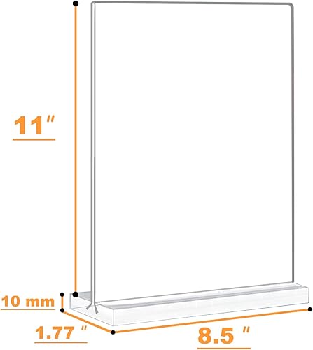 Miniatura 5 de HILELIFE Soporte acrílico para letreros de 8.5 x 11, soporte de plástico transparente, soporte de papel de plástico, soporte de papel transparente