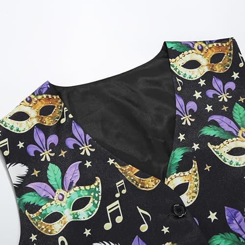 Image of GRAJTCIN Men's Festive Costume Adult Mardi Gras Vest 3D-Print St Patrick's Day Suit Independence Day Waistcoats