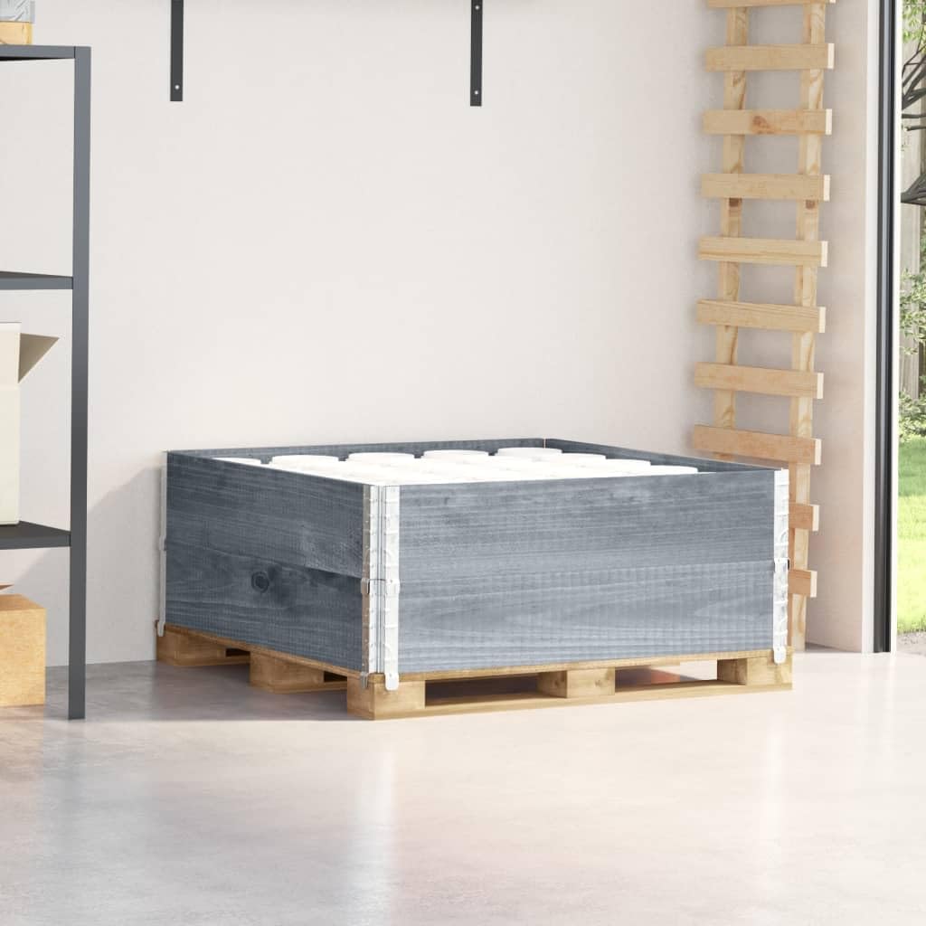 INLIFE Paletten-Aufsatzrahmen 2 STK. Grau 100x100 cm Massivholz Kiefer,Wirtschaft & Industrie,Materialbeförderung,Paletten & Ladeflächen,Grau,20 KG,4010291