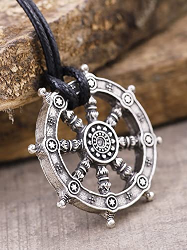 HAQUIL Buddhist Dharma Wheel of Life Dharmachakra Necklace, Buddhist Jewelry Gift for Men and Women3