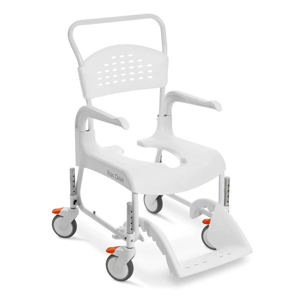 Silla de ruedas Etac - Silla de ducha y inodoro con ruedas, altura del asiento 49 cm, color blanco
