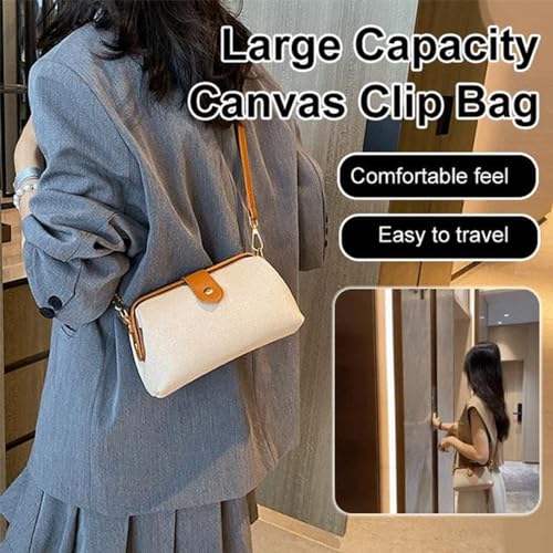 Alkyne Large Capacity Canvas Clutch Bag, Light Luxury Niche Solid Color Canvas Bag, Shoulder Bags for Women2