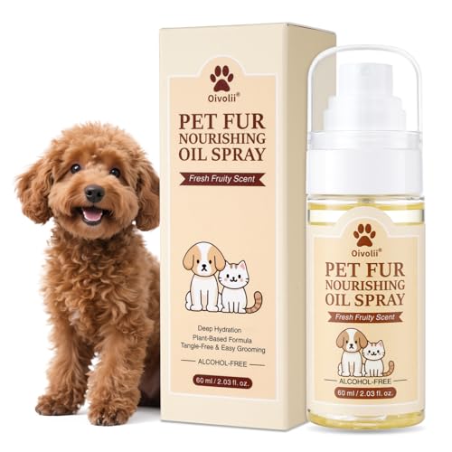 Image of Dog & Cat Fur Oil & Coat Conditioning Spray - Leave-In Detangler & Conditioner Reduces Shedding with Coconut & Jojoba Oil - Natural,Alcohol-Free - Soft, Shiny Fur for Doodles, Poodles & Toy Breeds