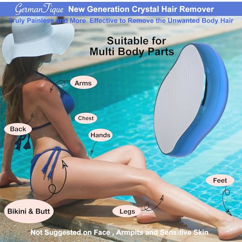 Germantique Crystal Hair Eraser,Natural Crystal Hair Remover,Reusable Painless Nano Glass Hair Removal Device Without Shaver,Gentle Crystal Epilator and Exfoliator for Soft Silky Skin(Royal Blue) - Image 3