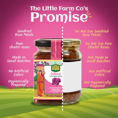 Image of THE LITTLE FARM CO Healthy Dessert Gulkand (250g) - Made With Pure Chaitri Gulab | Rose Petal Jam | Sundried With No Artificial Flavors | Traditional Recipe | Ayurvedic Digestive & Natural Body Coolant