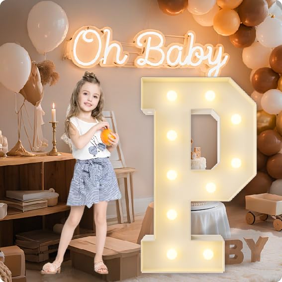 HXWEIYE Large Marquee Letter P, 3FT Battery Operated, Easy to Assemble