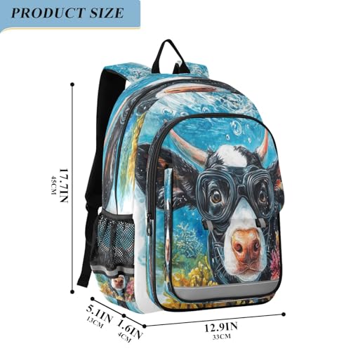 Sac à dos d'école pour enfants original style vache blanche unique - 2