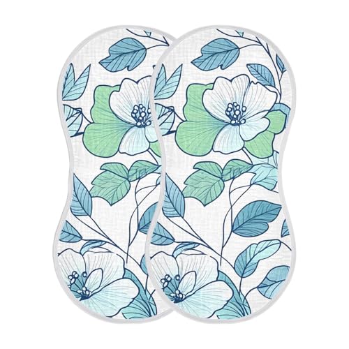 1 Pack Green Flowers Muslin Burp Cloths Cotton Absorbent Baby Burping Rags for Boys Girls Soft Newborn Burp Bibs, 22 x 11 Inch2