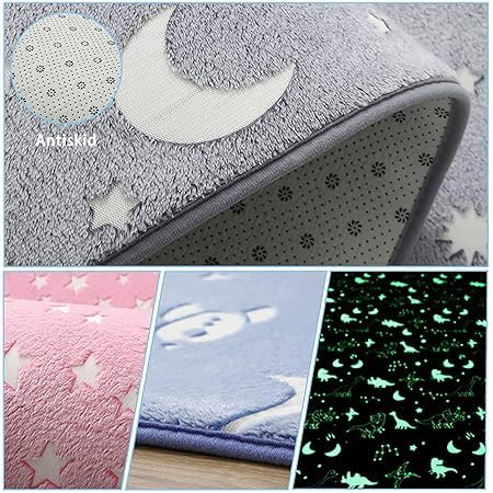 RIGJAK Glow-in-Dark Floor Mat - Step into the Light with a Soft, Cozy, and Illuminating Mat - Ideal for Bedrooms, Playrooms, and Bathrooms Idea for Friends and Family (Grey) 2