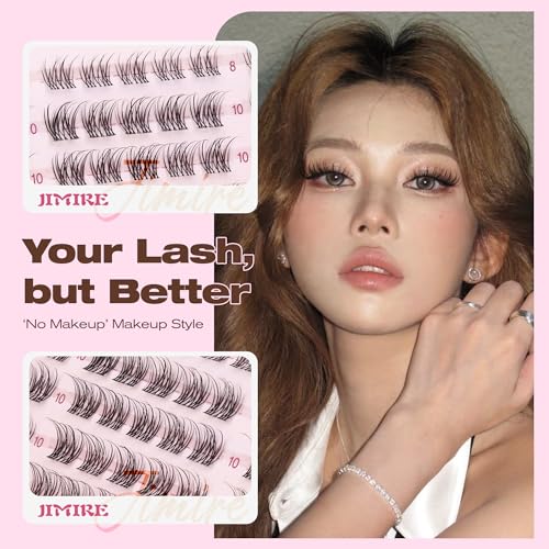 Image of Wispy Lashes Clusters with Invisible Band Venus Lash Clusters Natural Look Short Eyelash Clusters 8-12MM Cluster Lashes C-Curly DIY Natural Individual Lashes Clusters Extensions at Home