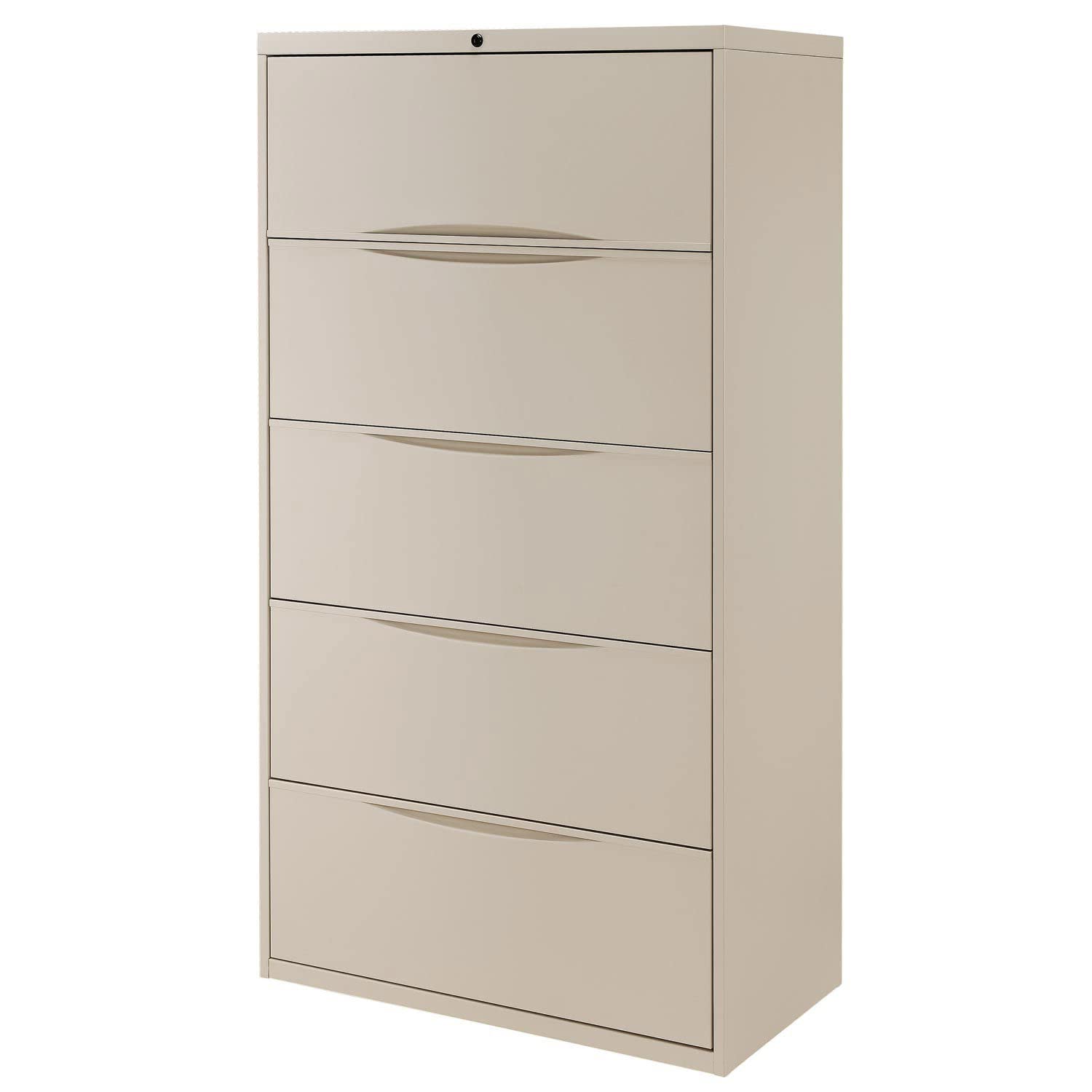 Global Industrial 36" W Premium Lateral File Cabinet, 5 Drawer, Putty