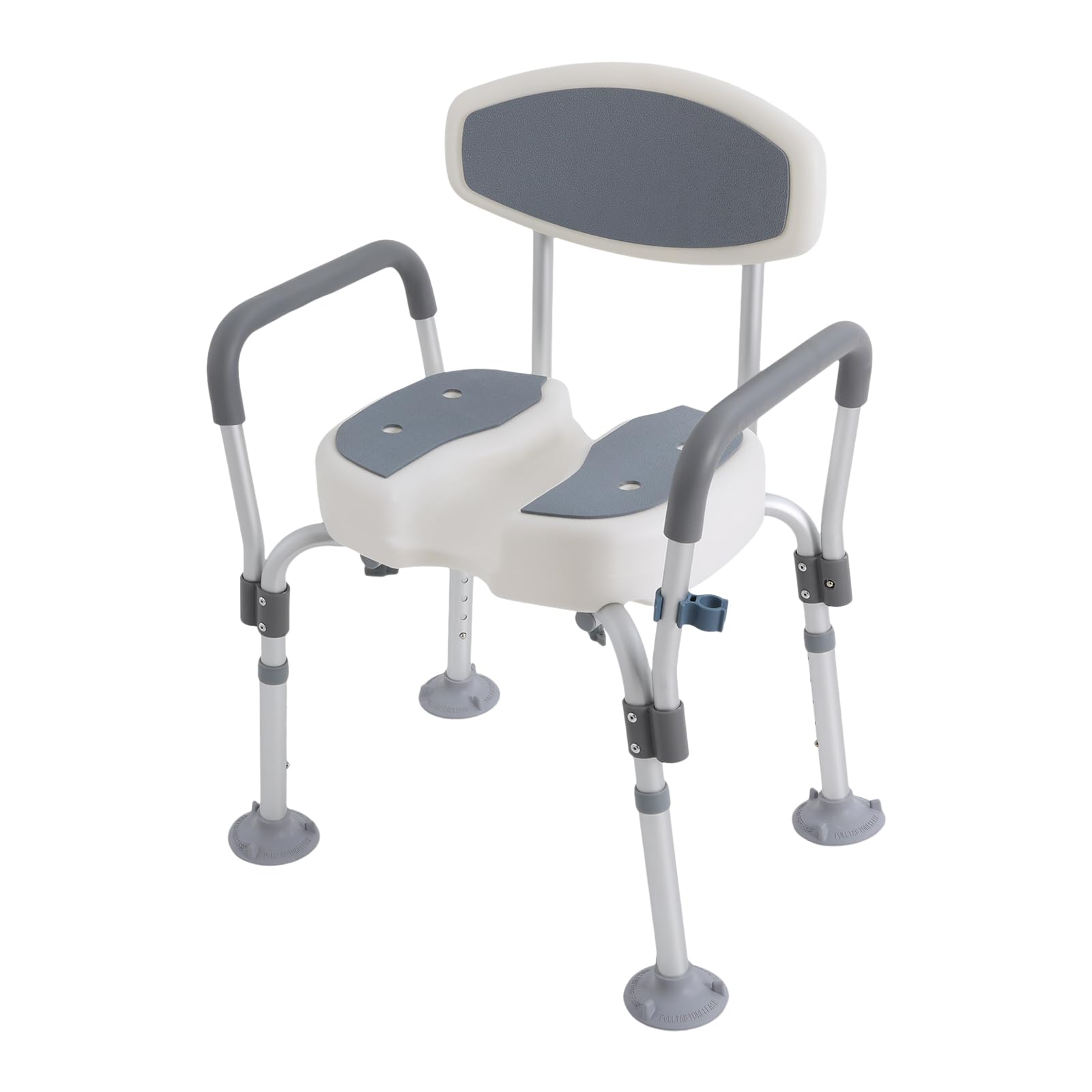 Silla de ducha para personas mayores y embarazadas, taburete de ducha con reposabrazos y respaldo, altura regulable, ayuda de ducha de aluminio, taburete de baño con ranuras y pies antideslizantes