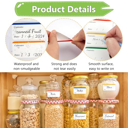 300 Stück Gefrieretiketten Ablösbar, 6x3cm Selbstklebend Etiketten Gefriergut, Gefrieretiketten zum Beschriften, Bunt Lebensmitteldatum Etiketten, Gefrieretiketten für Gläser Marmelade usw.