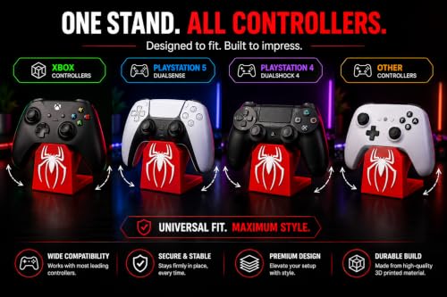 Image of Gaming Controller Stand - Universal Display Holder for PS5, Xbox & Switch Controllers | Spider-Themed Design | Desk Organizer for Gamers