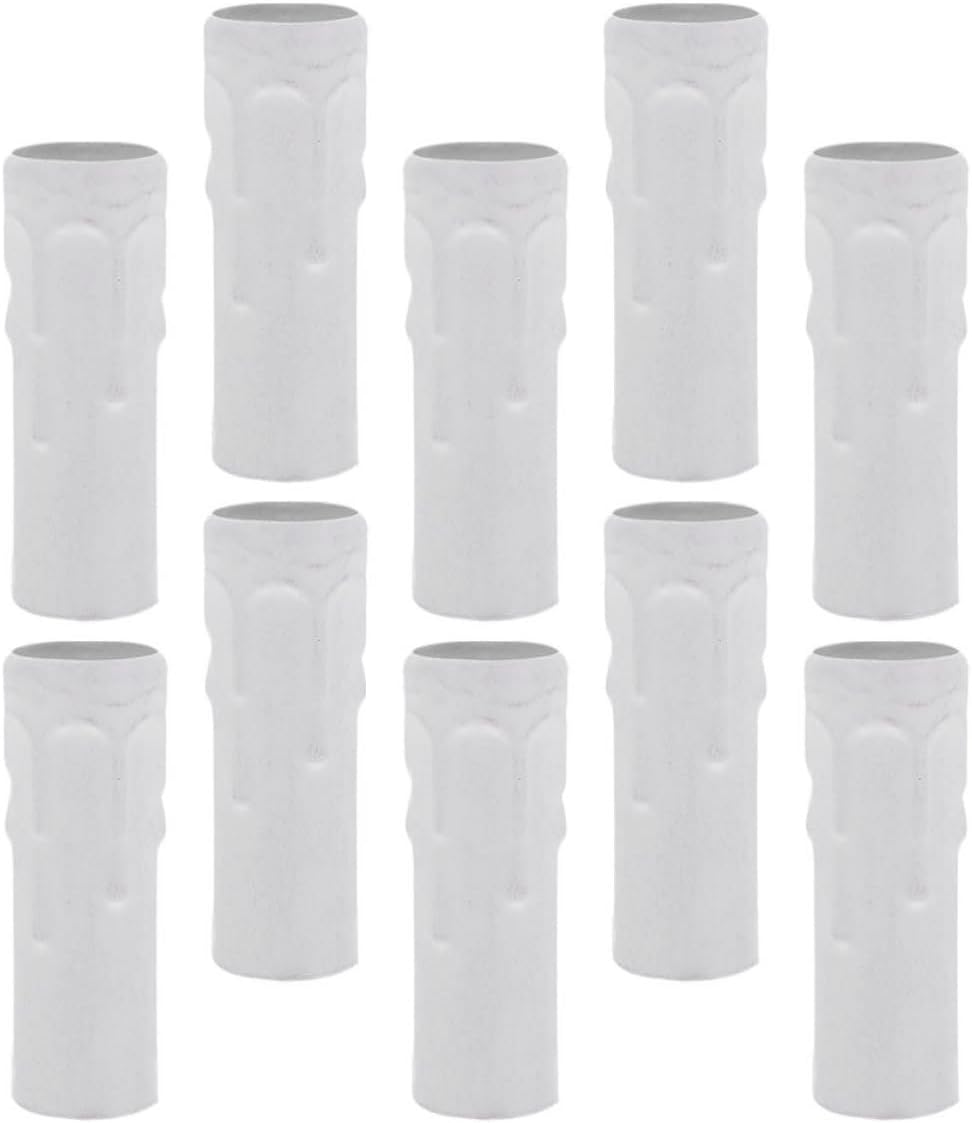 VALICLUD 10pcs European Style White Iron Candle Sleeves for E14 Base Chandelier Socket Covers, Quick and Easy Installation Drip Tubes for DIY Lighting Fixtures in Living Space