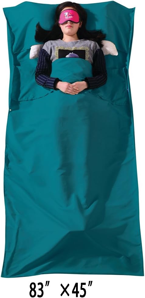 Campstoor Lightweight Warm Roomy Han Cotton Sleeping Bag Liner, Comfortable Travel, Youth Hostels, Picnic (Mysterious Blue, 83"×67”)
