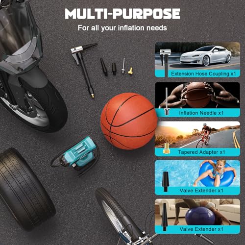 Image of LIVOWALNY Tire Inflator Air Compressor Compatible with Makita 18V Battery, 160PSI Cordless Portable Electric Air Pump with Digital Pressure Gauge for Car Motorcycles Bike Sport Ball Auto (Tool Only)