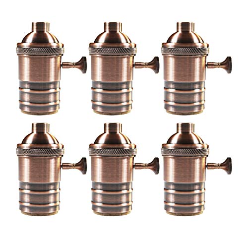 Edison Vintage Light Socket Lamp Holder E26 E27 with Switch ON/Off Brass Finish Lighting Accessories Removable Turn Knob, for Retro Edison Bulb Pendent Hanging Light Wall Scone DIY(Bronze)-6 pack Edison Vintage Light Socket Lamp Holder E26 E27 with Switch ON/Off Brass Finish Lighting Accessories Removable Turn Knob, for Retro Edison Bulb Pendent Hanging Light Wall Scone DIY(Bronze)-6 pack