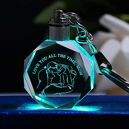 Hongtai Glas Sleutelhanger Gesneden Crystal Sleutelhanger Kleur Lichtgevende Key Hanger Gift Mother' s Souvenir (Color : 1) - Image 5