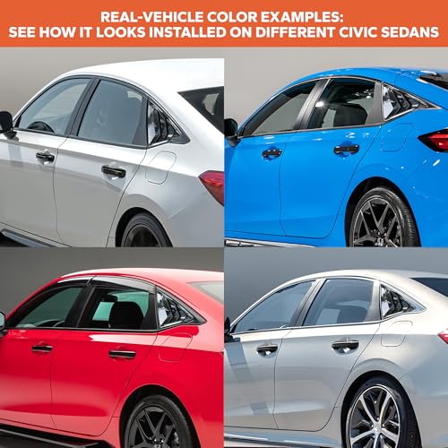 Image of for 11th Gen Honda Civic Accessories （2022-2026）, 6pcs Exterior Trim Set - Door Handle Covers&Triangle Window Covers (Glossy Black)