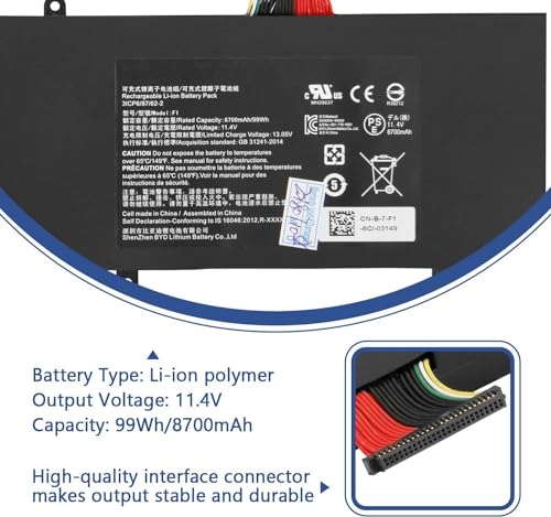 Image of Wefly RZ09-0166 F1 Laptop Battery Compatible for Razer Blade Pro 17.3 inch 4K i7-7820HK i7-6700HQ 2017 RZ09-01663E52 RZ09-01662E52 RZ09-01662E542 RZ09-01662E53-R3U1 RZ09-01663E53-R3U1 RZ09-01663E54