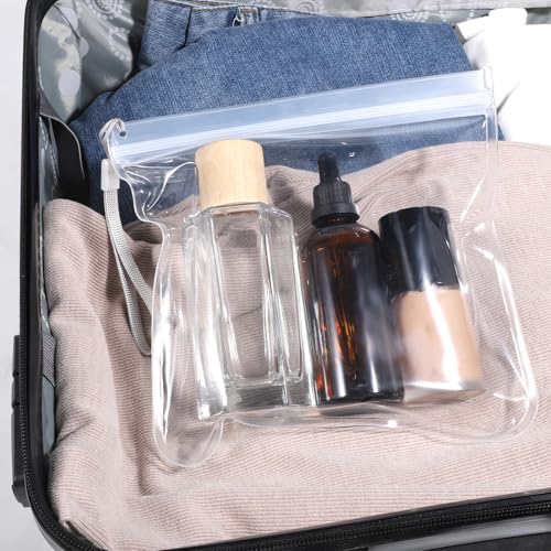 4 Pack TSA-Approved Toiletry Bag With Zipper, Plastic Clear Toiletry Bags for Traveling, Airport Airline Quart Size Travel Bags Waterproof Make up Bag for Women Storage4