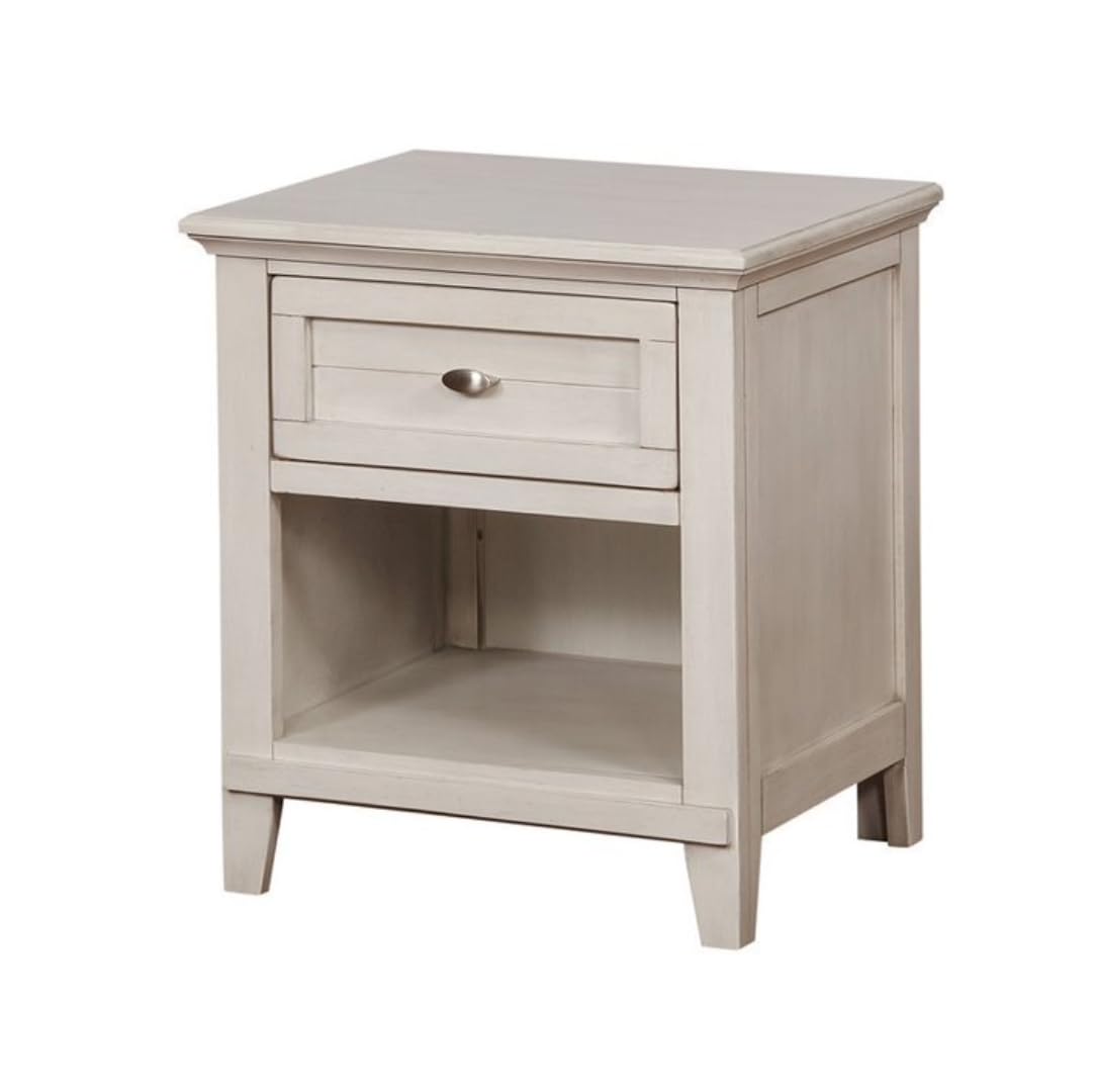 LCH Gamora Wood 1-Drawer Kids Nightstand in Antique White
