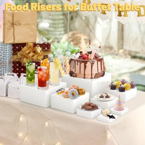 Image of 8 Pcs Acrylic Buffet Risers, Table Food Display Stands for Dessert Cupcake