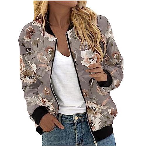 Bomberjacke Damen Frühlingsjacke Blumenmuster Leichte Sommerjacke...