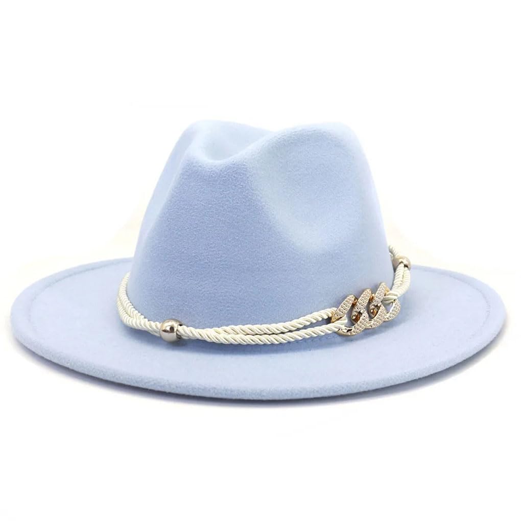 Cappello Fedora Jazz da donna, in feltro, a tesa larga, per feste, stile vintage