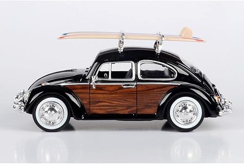 Miniatura 3 de Toy Cars 1966 VW Beetle Black con paneles de madera y dos tablas de surf en portaequipajes 124 fundido a troquel modelo coche por Motormax 79591