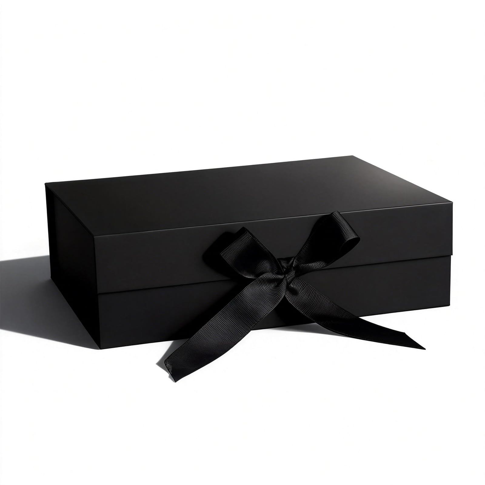 Black Gift Box,Gift Boxes with Lids,10.2x7.4x3.1 Inches Black Gift Box with Ribbon and Magnetic Closure for Wrapping Gifts