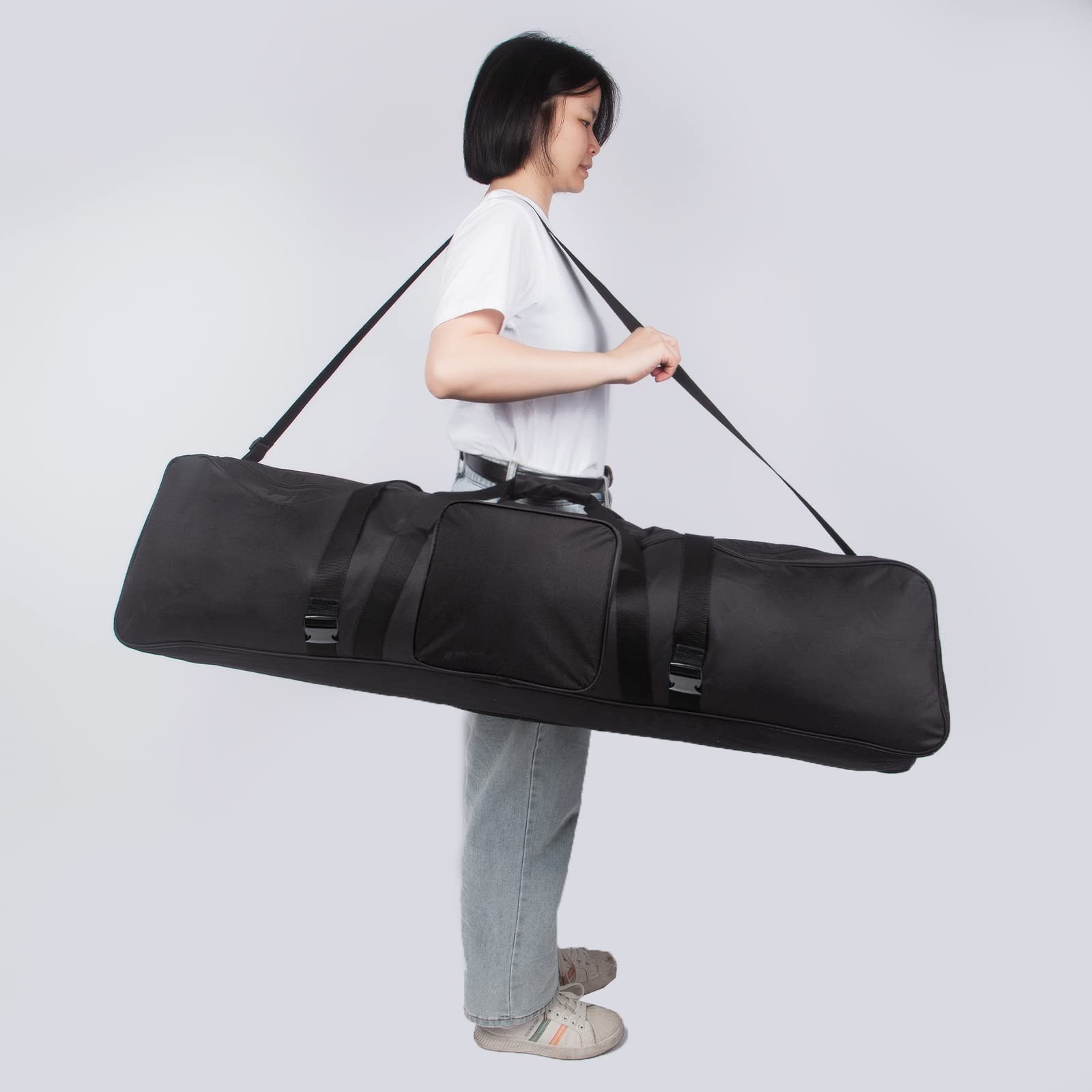Bolsa de Transporte para Equipos de Iluminación de Estudio de Fotografía, Estuche de Almacenamiento Ligero, 110x26x22cm, Negro