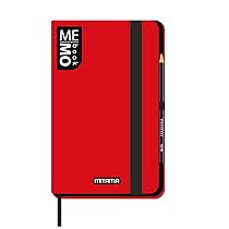 MITAMA Taccuino Large ROSSO – MEMO BOOK – NOTEBOOK – Copertina Soft Touch – Tasca interna + Matita Inclusa – Fogli a Quadretti 5 mm – 13 x 21 cm
