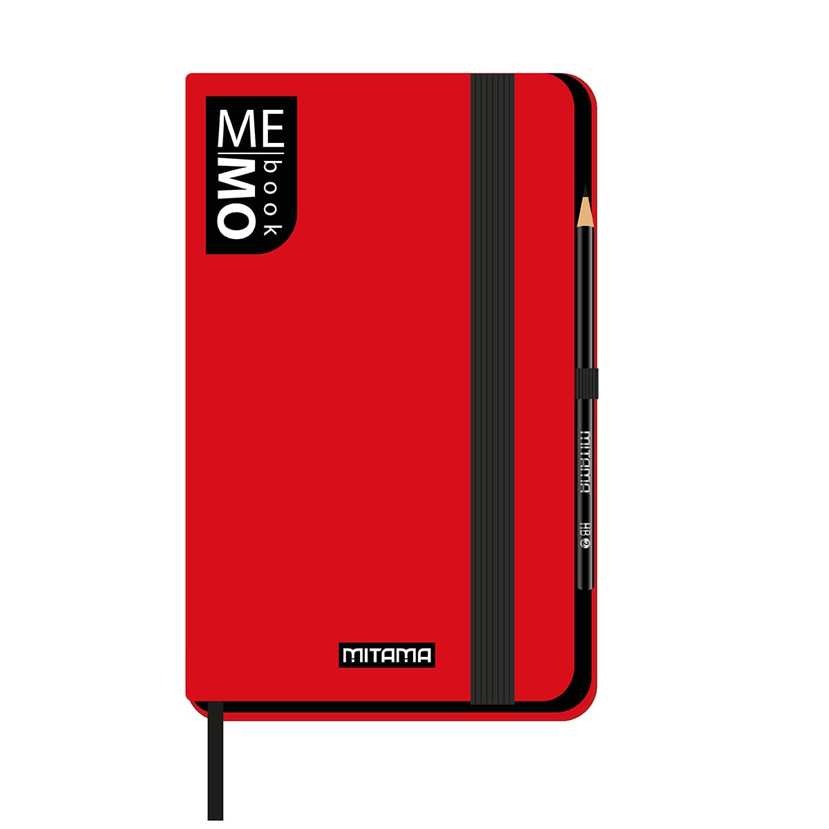 Mitama Large Red Notebook - Memo Book - Notebook - Soft Touch Cover - Inner Pocket + Pencil Included - White Sheets - 13 x 21 cm