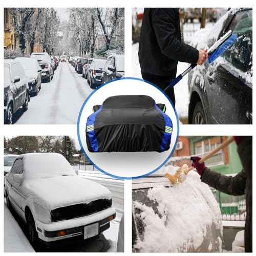 Image of Avecrew Car Cover for Ford Mustang Waterproof All Weather for Automobiles, Outdoor Full Exterior Covers Fit Sedan Without Zipper Door Design