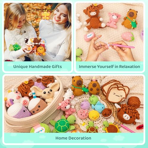 Image of Mewaii Crochet Kit for Beginners Level 2 with 40% Extra Pre-Started Easy Yarn, Step-by-Step Video Tutorials for Adults and Kids (Summer Duck) | 40% Extra Yarn, Photo & Video Guide, Pre-Started Piece, Complete Tool Kit, Creative Craft Gift for Adults & Kids