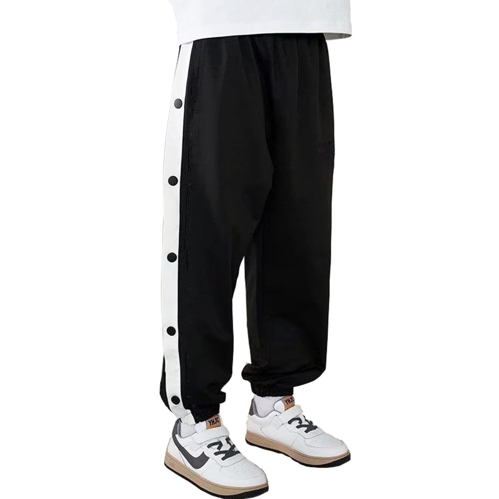 Kids Boys Tear Away Active Pants Casual Side Split Sweatpants Athletic Joggers Hip Hop Street Dance Trousers