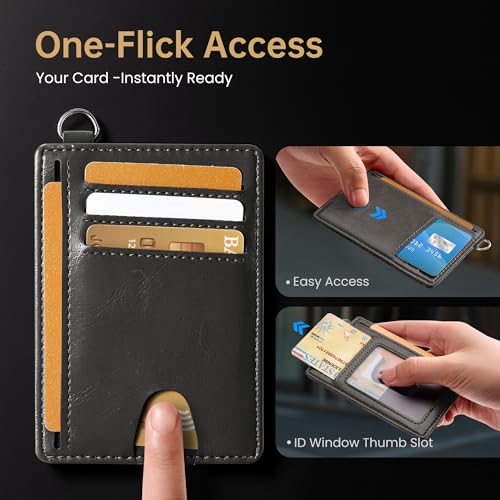 Image of Mayski Slim Wallet, Credit Card Holder for Women, Minimalist Front Pocket RFID Blocking Card Cases, Small Wallet Women Men(Oiled Wax Grey)