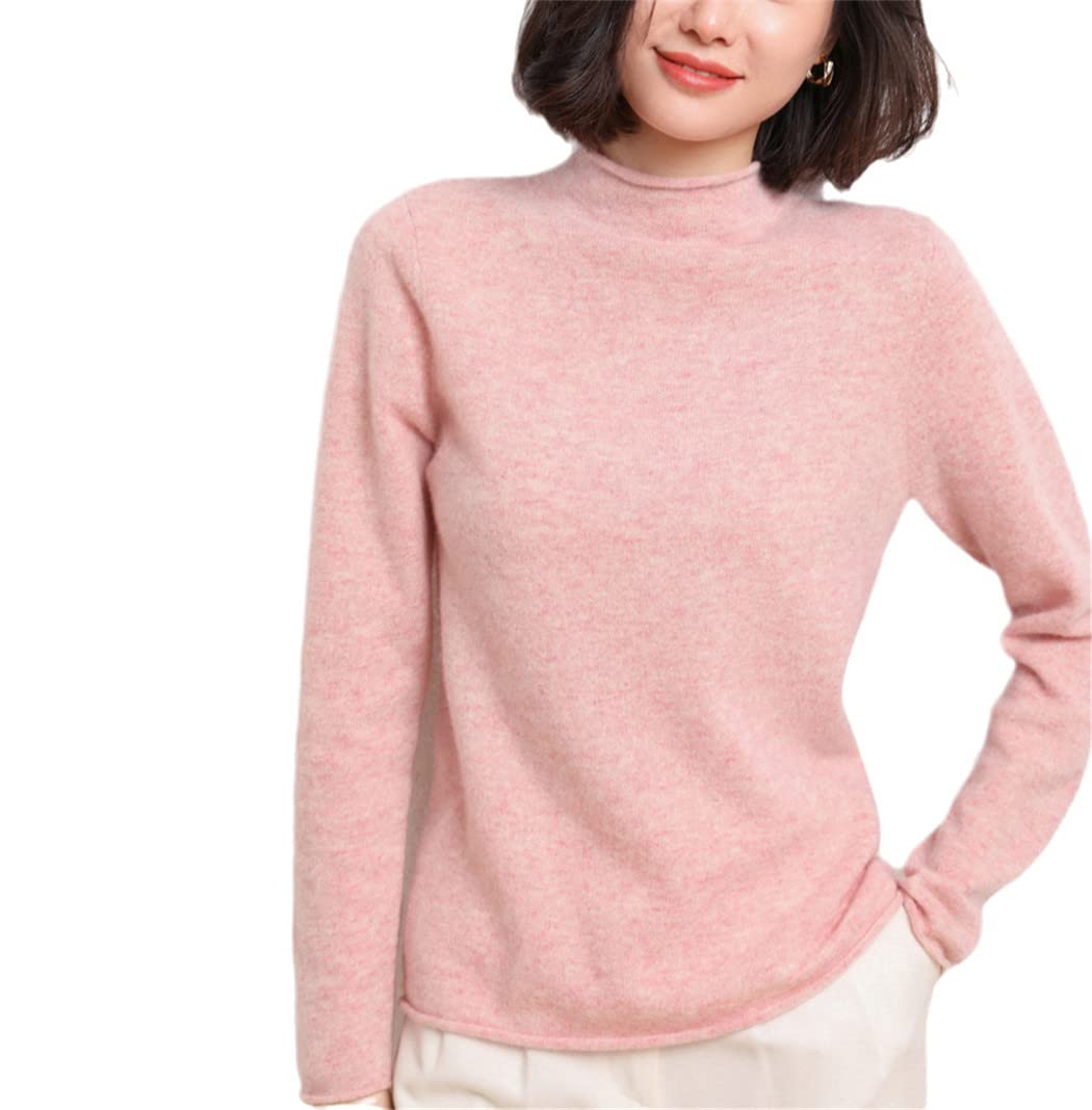 FULBHPRINT Half-Altezza Collo arricciato Maglione di Lana Donna Autunno Inverno Tinta unita Cashmere Maglia Camicia di Fondo